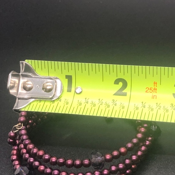 Eggplant Purple Faux Pearl 3 Coil Strand Wrap Bracelet - Picture 9 of 15